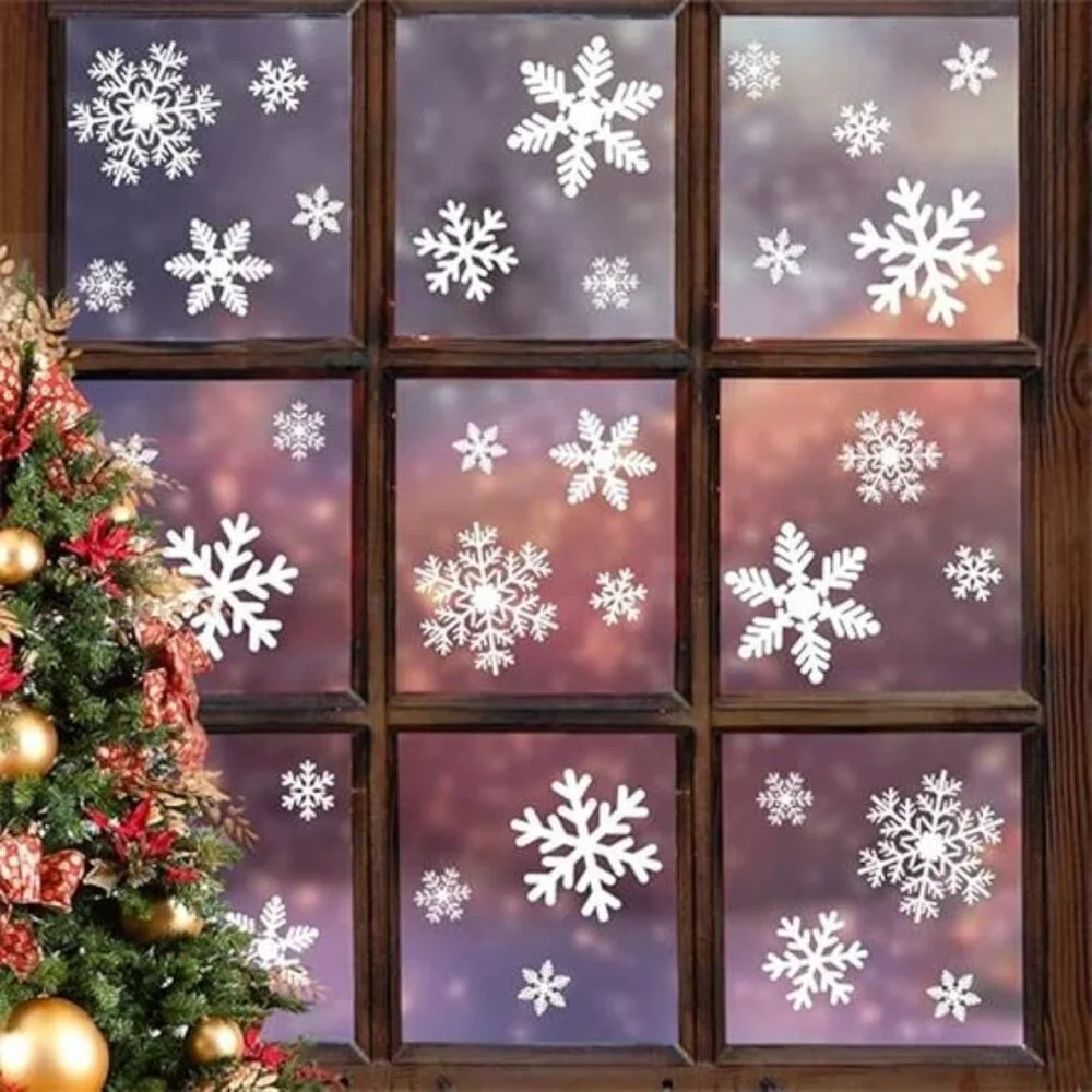 New‎ 135Pcs Snowflake Window Clings, Static Christmas Decals for Holiday Decor
